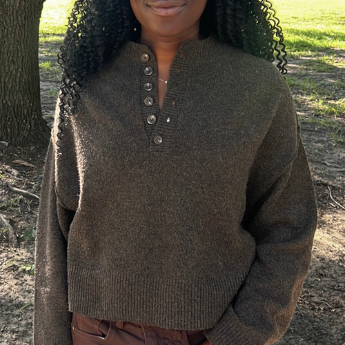 The Chestnut Half Button Sweater