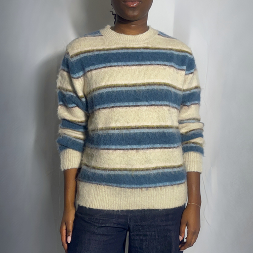 Stripe Mohair Knit Sweater