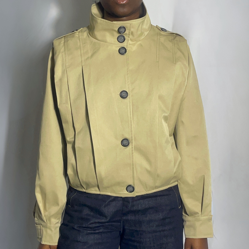 High Neck Pleated Jacket