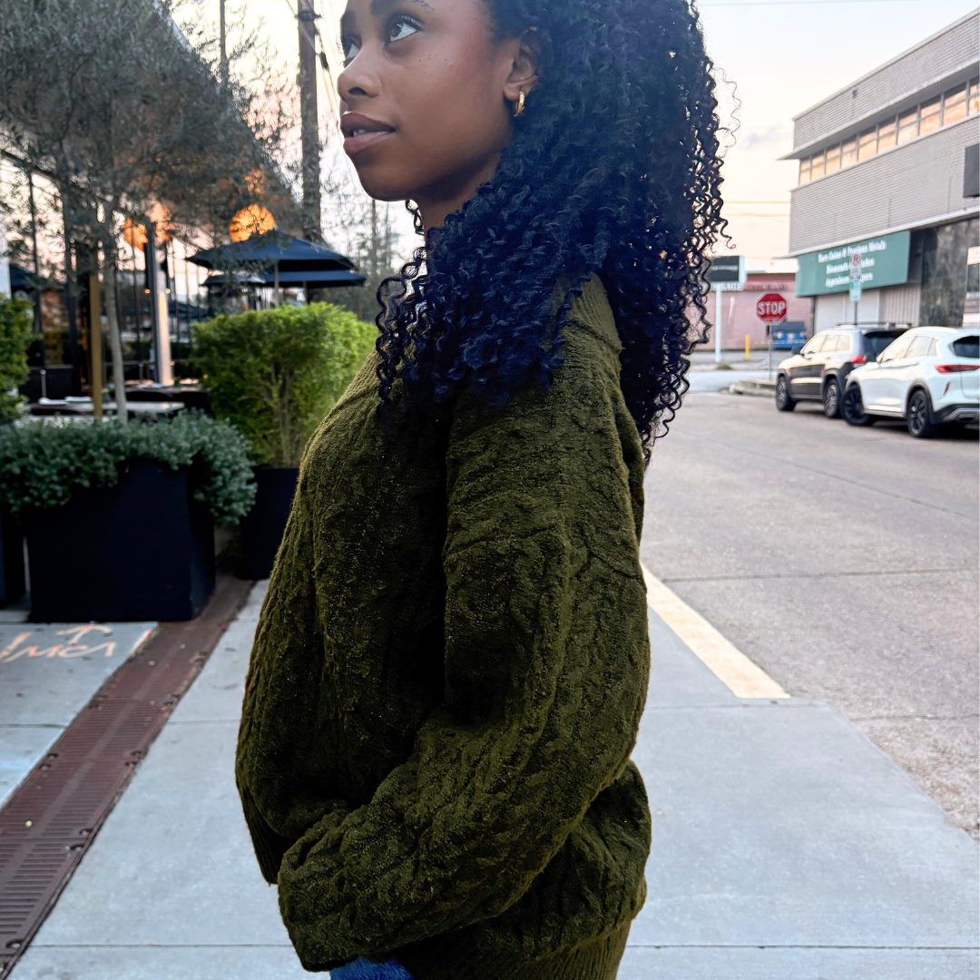 Olive Green Cable Knit Sweater