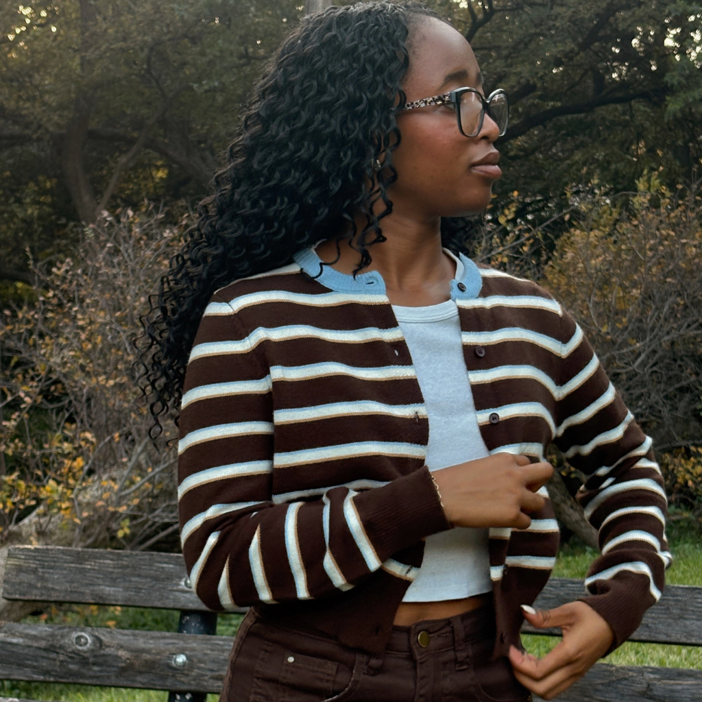 The Brown & Blue Striped Cardigan