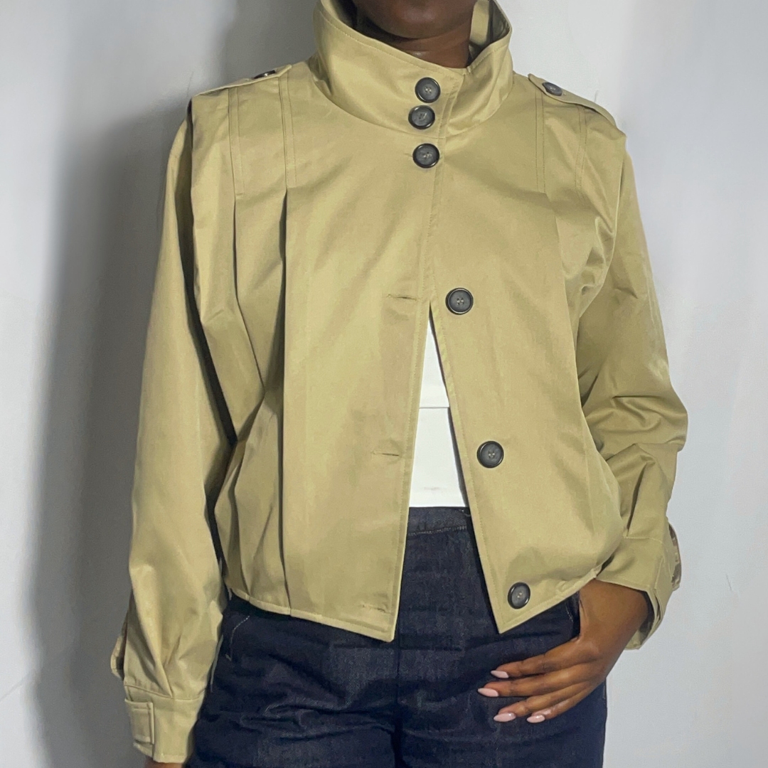 High Neck Pleated Jacket