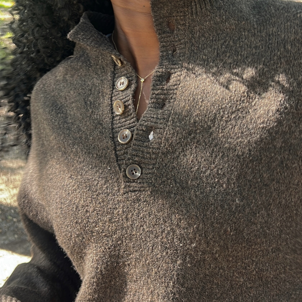 The Chestnut Half Button Sweater