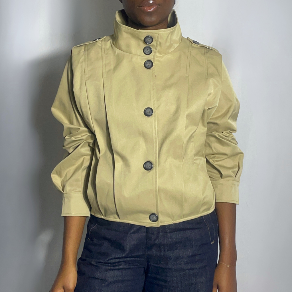 High Neck Pleated Jacket